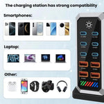 6 타입-C + 4 USB 멀티포트 660W 고출력 충전기, 갈륨 나이트라이드 데스크탑 충전기, 미국 플러그, 영국 플러그, 유럽 플러그, 호주 플러그