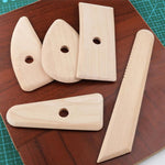 Pottery Clay Carving Art Soft Pottery Wooden Tools Handmade DIY Wooden Skeleton Knife, 5pcs /Pack Wooden Tools