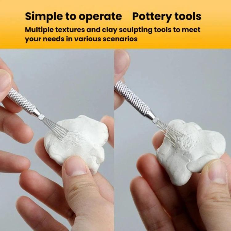 3개 부드러운 도예 점토 모델링 조각 도구 점토 질감 브러시 DIY 제작 보조 도구, 3개 질감 브러시