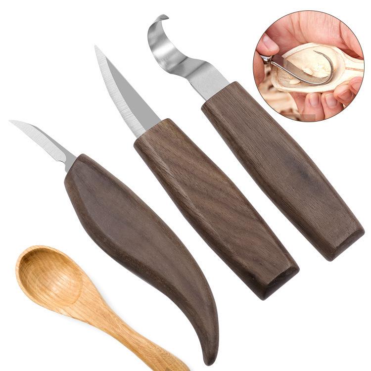 Wood Sharpening Scraper Wood Knife Woodworking Walnut Carving Knife Hand Carving Pattern Tool, 3pcs /Set Wood Knife