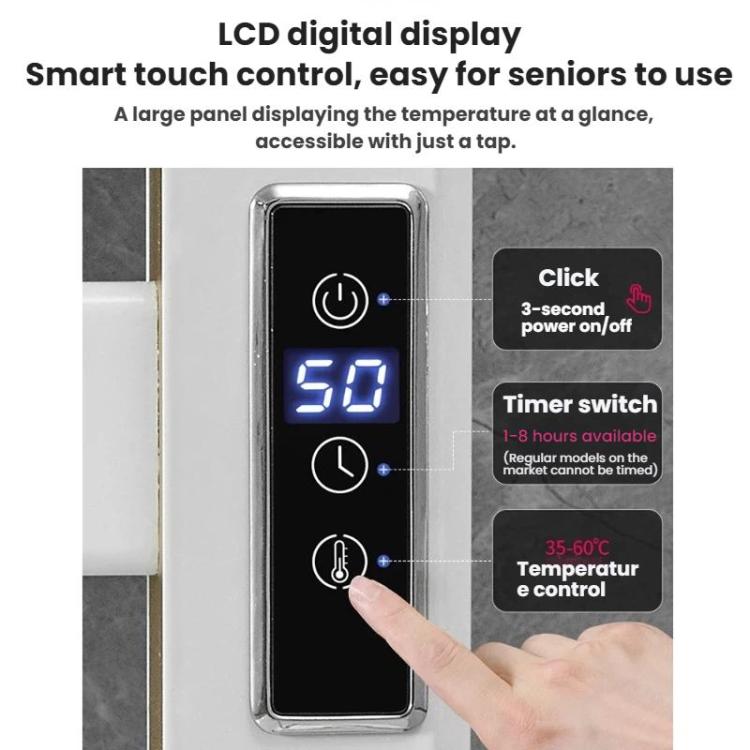 스마트 터치스크린 디스플레이 전기 온수 타월 랙 욕실 건조 랙, 대형 플래티넘 오른쪽 배선, 대형 플래티넘 왼쪽 배선, 대형 화이트 오른쪽 배선, 대형 화이트 왼쪽 배선, 대형 블랙 오른쪽 배선, 대형 블랙 왼쪽 배선