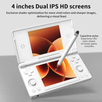 ANBERNIC RG DS 플립 듀얼 스크린 핸드헬드 게임 콘솔 4인치 IPS 터치스크린 AI 게임 기기 3+32G