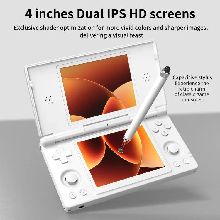 ANBERNIC RG DS 플립 듀얼 스크린 핸드헬드 게임 콘솔 4인치 IPS 터치스크린 AI 게임 기기 3+32G