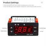 ETC-974 냉각, 해동 및 팬 기능이 내장된 디지털 온도 조절기, ETC-974 220V, ETC-974 110V