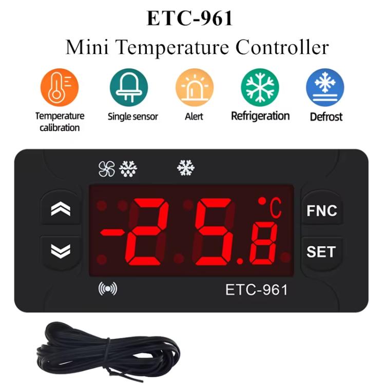 220V ETC-961 냉장 해동 알람 보정 기능 온도 조절기, ETC-961 220V