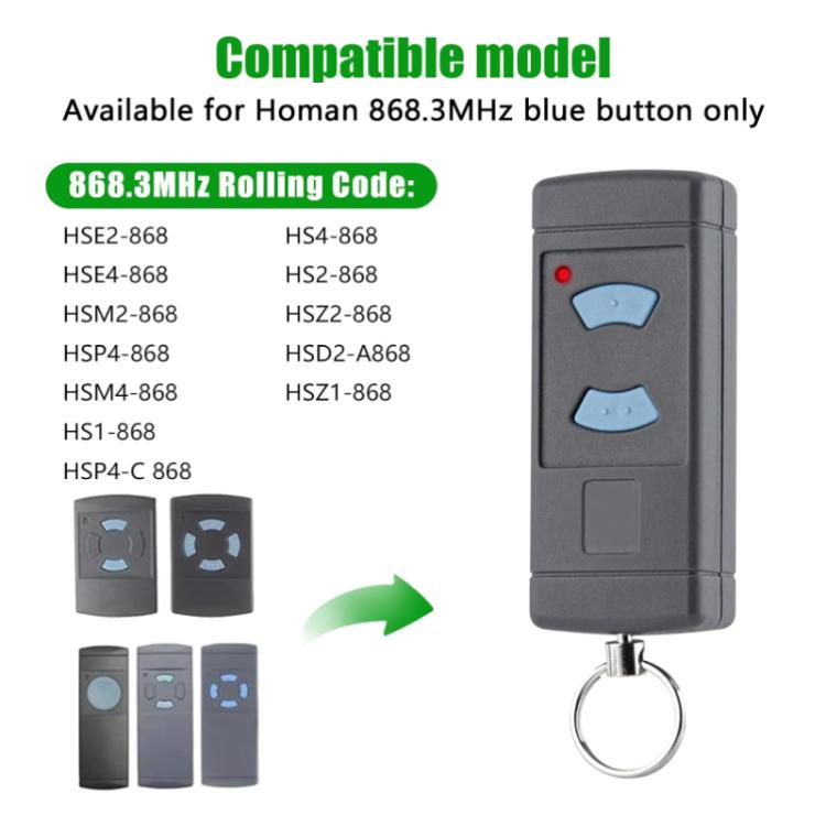HORMANN HSE2 / HSE4 868MHz 복사 차고문 무선 리모컨용, 2버튼 868MHz