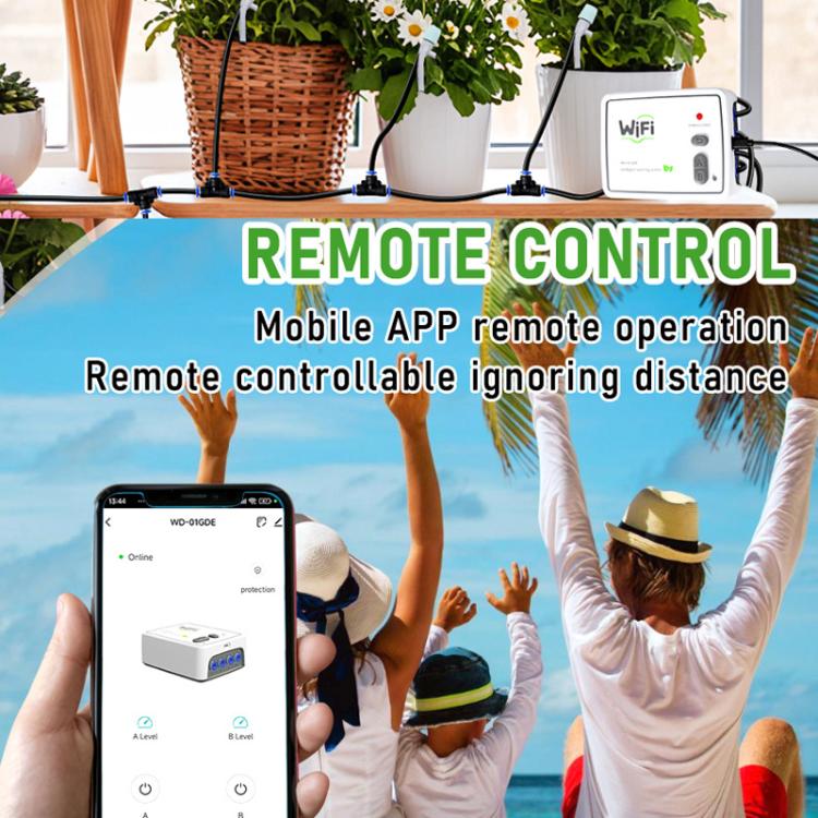 WIFI 스마트 듀얼 펌프 자동 급수 시스템 휴대폰 원격 제어 급수 장치, 조절 가능한 점적 화살 USB, 조절 가능한 점적 화살 US 플러그, 조절 가능한 점적 화살 UK 플러그, 투명 점적 화살 USB, 투명 점적 화살 US 플러그