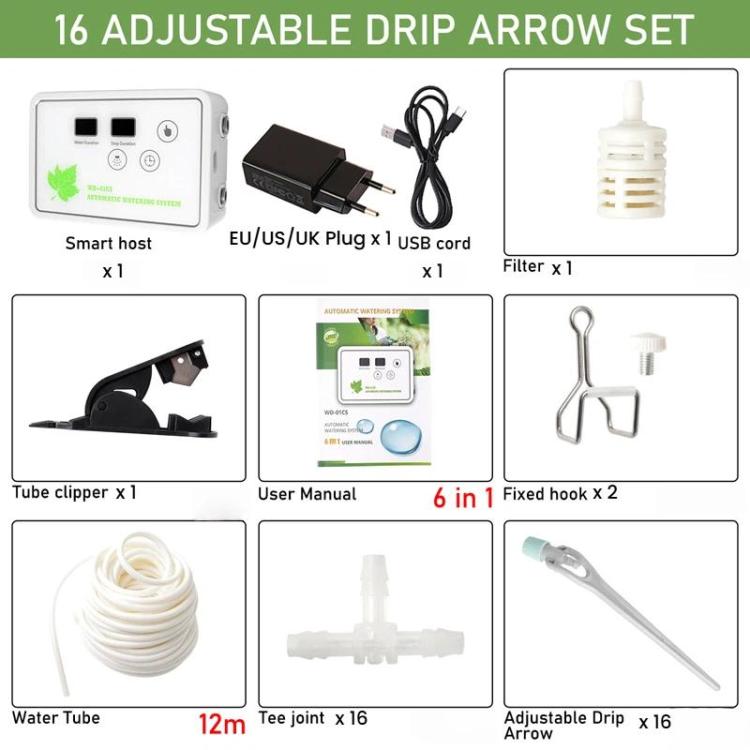 WD-01CS 조절 가능한 점적 화살 앱 제어 급수 장치 자동 타이머 관개 도구, USB, US 플러그, UK 플러그