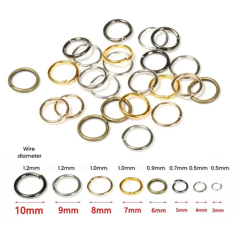 200개 수제 쥬얼리 점프 링 DIY 액세서리, 0.5 x 3mm, 0.5 x 4mm, 0.7 x 5mm, 0.9 x 6mm, 1.0 x 7mm, 1.0 x 8mm, 1.2 x 9mm, 1.2 x 10mm, 1.2 x 12mm