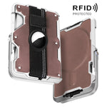 AirTag 2세대 / AirTag 1세대용 자석 금속 카드 홀더 및 휴대폰 거치대, RFID 차단, 탄력 손목 스트랩