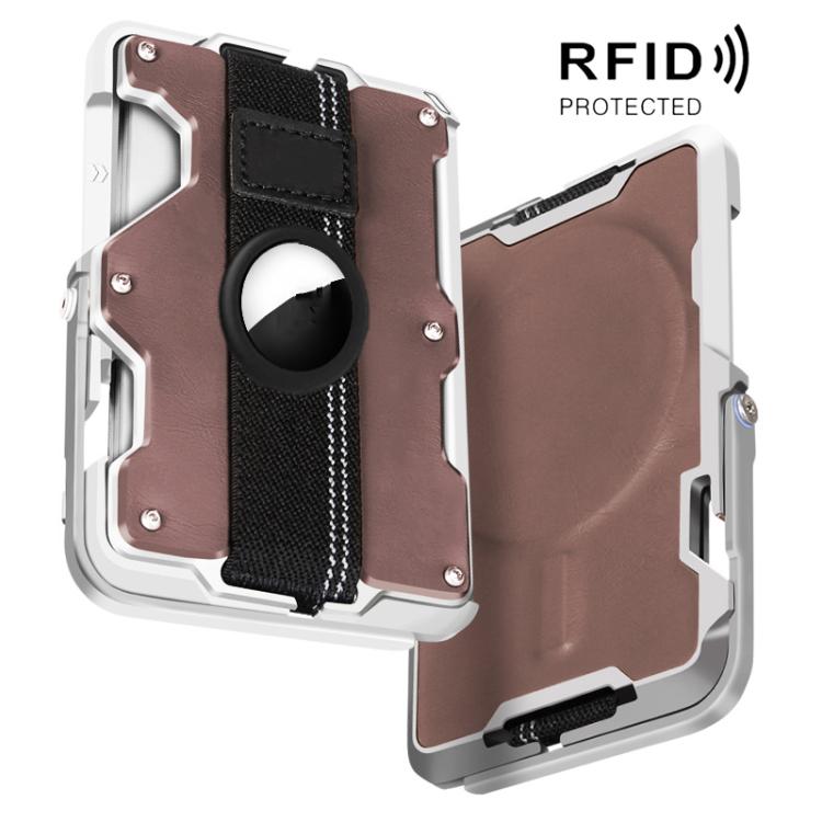 AirTag 2세대 / AirTag 1세대용 자석 금속 카드 홀더 및 휴대폰 거치대, RFID 차단, 탄력 손목 스트랩