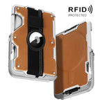 AirTag 2세대 / AirTag 1세대용 자석 금속 카드 홀더 및 휴대폰 거치대, RFID 차단, 탄력 손목 스트랩