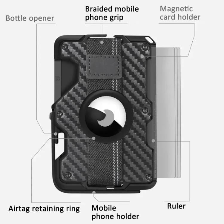 AirTag 2세대 / AirTag 1세대용 자석 금속 카드 홀더 및 휴대폰 거치대, RFID 차단, 탄력 손목 스트랩