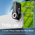 APEXEL TriScope 40X-80X-120X 휴대폰 현미경 듀얼 온도 LED 및 UV 조명 포함, APL-MS3L