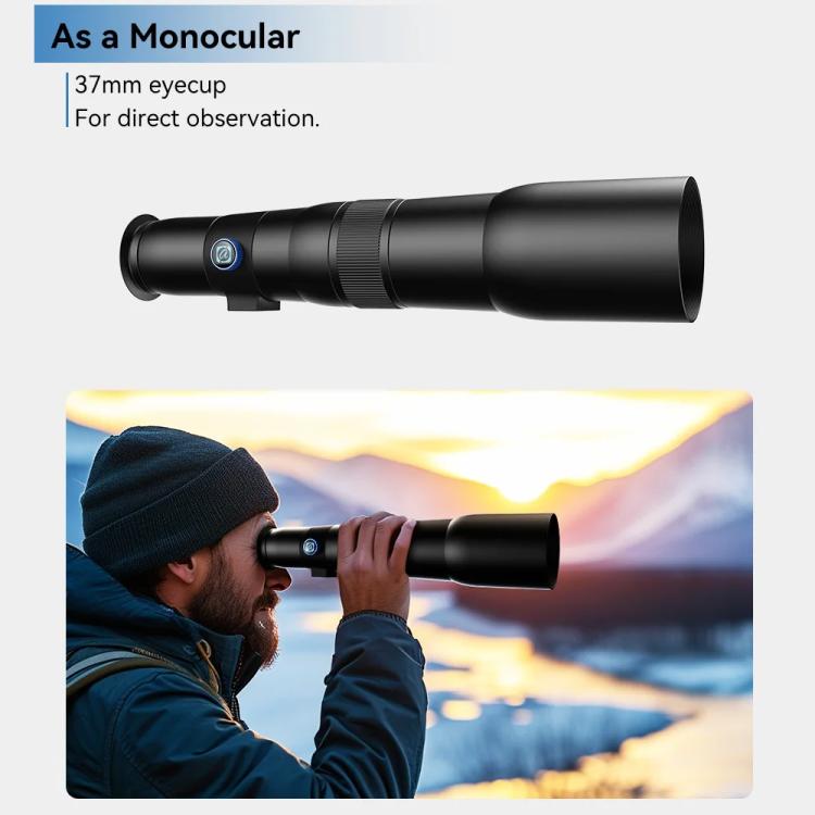 APEXEL TeleCular 50배 망원 렌즈 키트 스마트폰용 360도 볼 헤드 삼각대 및 내부 초점 포함, APL-T50X
