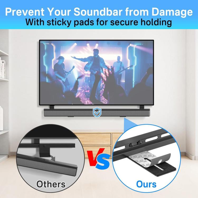 JJ-9452-B-0 No-Drilling Long Soundbar TV Wall Mount Speaker & TV Connecting Mount, JJ-9452-B-0