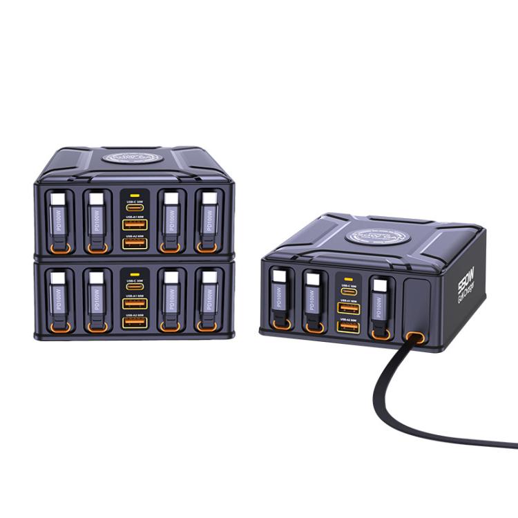 550W USB-C GaN 슈퍼 고속 충전 멀티포트 리트랙터블 케이블 충전기, EU 플러그, US 플러그, UK 플러그, AU 플러그, KR 플러그