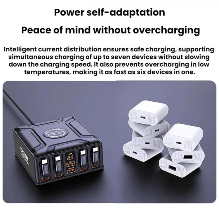 550W USB-C GaN 슈퍼 고속 충전 멀티포트 리트랙터블 케이블 충전기, EU 플러그, US 플러그, UK 플러그, AU 플러그, KR 플러그