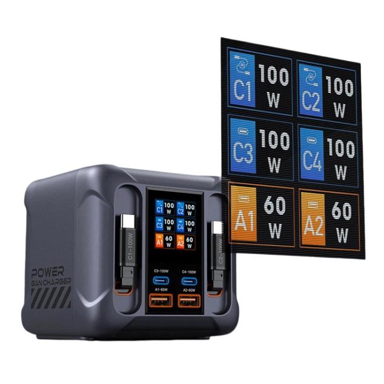 300W 멀티포트 충전기 USB 소켓 및 내장 케이블 포함, EU 플러그, US 플러그, UK 플러그, AU 플러그, KR 플러그