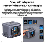 300W 멀티포트 충전기 USB 소켓 및 내장 케이블 포함, EU 플러그, US 플러그, UK 플러그, AU 플러그, KR 플러그