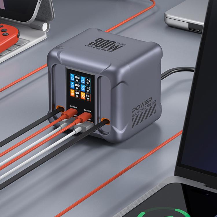 300W 멀티포트 충전기 USB 소켓 및 내장 케이블 포함, EU 플러그, US 플러그, UK 플러그, AU 플러그, KR 플러그