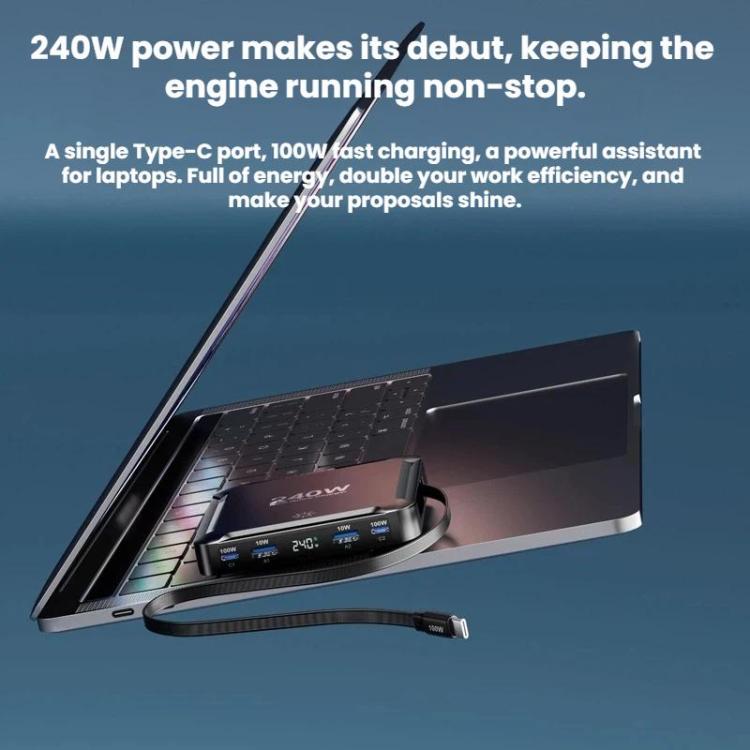 240W 스마트 고속 충전기 자석 USB 리트랙터블 케이블 및 멀티포트 수납 포함, EU 플러그, US 플러그, UK 플러그, AU 플러그, KR 플러그