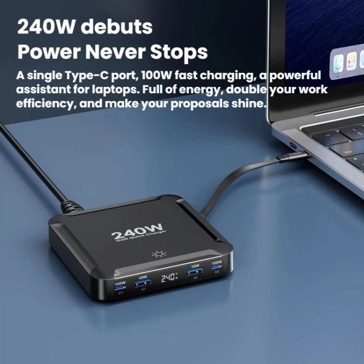 240W 스마트 고속 충전기 자석 USB 리트랙터블 케이블 및 멀티포트 수납 포함, EU 플러그, US 플러그, UK 플러그, AU 플러그, KR 플러그