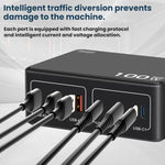 100W 고출력 PD 고속 충전 USB 멀티포트 충전기, US 플러그, EU 플러그, AU 플러그, KR 플러그, UK 플러그