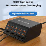 15포트 USB 전원 멀티탭 스마트 고속 충전기, US 플러그, UK 플러그, AU 플러그, EU 플러그, KR 플러그