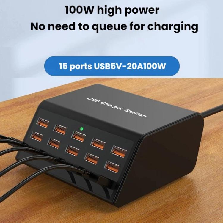 15포트 USB 전원 멀티탭 스마트 고속 충전기, US 플러그, UK 플러그, AU 플러그, EU 플러그, KR 플러그
