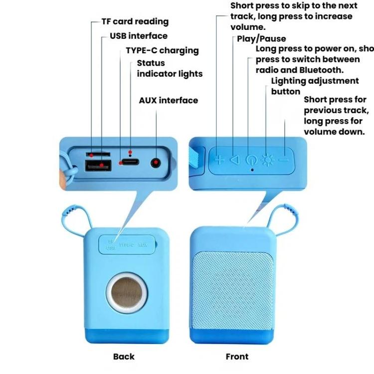 Mini Retro Bluetooth Speaker With RGB Lights TF Card & U Disk Plug-In Desktop Audio