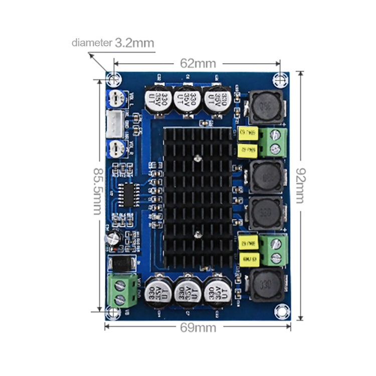 XH-M543 120W+120W 듀얼 채널 스테레오 고출력 디지털 TPA3116D2 오디오 파워 앰프 보드, 120W+120W 듀얼 채널 오디오 앰프