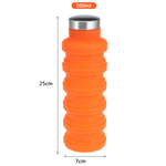 휴대용 실리콘 물병 접이식 커피병 야외 여행용 음용 스포츠 음료 주전자, 용량:500ml, 회색, 주황색, 파란색, 보라색