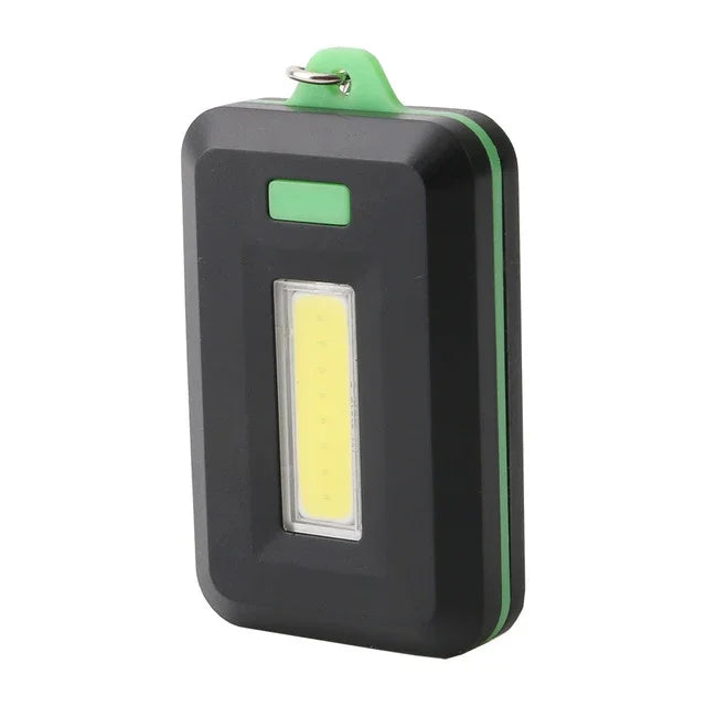2개 3W 미니 COB LED 손전등 키체인 비상 캠핑 배낭 라이트 3모드, 빨강, 초록