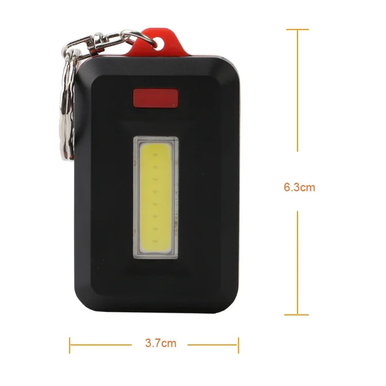 2개 3W 미니 COB LED 손전등 키체인 비상 캠핑 배낭 라이트 3모드, 빨강, 초록
