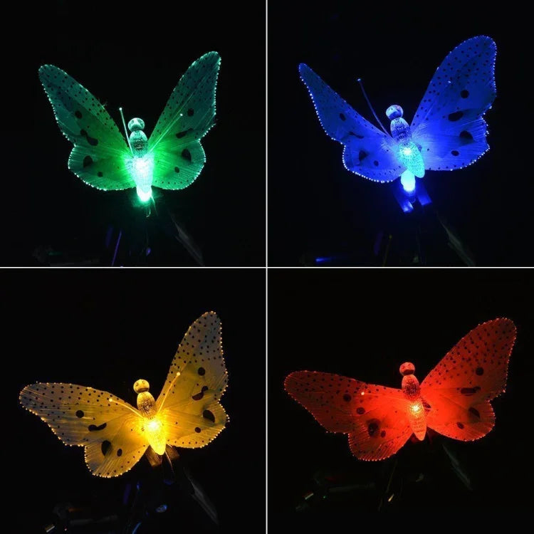 태양광 나비 광섬유 요정 줄 조명 방수 크리스마스 야외 정원 휴일 조명, 4m 12LED, 5m 20LED