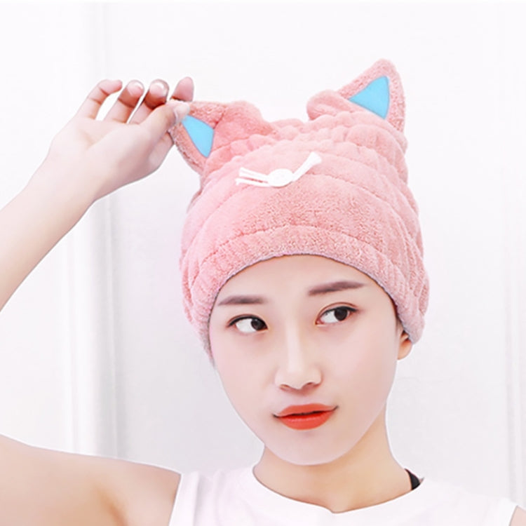 산호 플리스 부드럽고 흡수력 좋은 고양이 귀 건조 모자 두꺼운 성인 샤워 캡