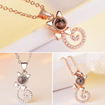 100 Language I love You Necklace Memory Projection Pendant Wedding Letter Necklace, Rose Gold, White Copper