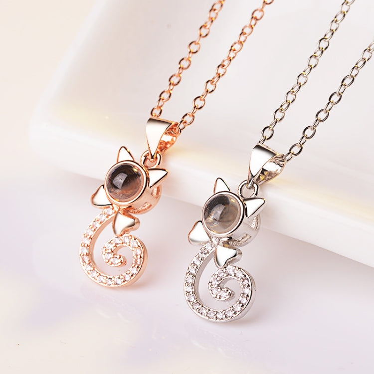 100 Language I love You Necklace Memory Projection Pendant Wedding Letter Necklace, Rose Gold, White Copper