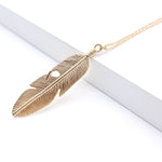 Simple Classic pendant Necklace Feather Necklace Long Sweater Chain Jewelry choker Necklace for Women, Gold, Silver