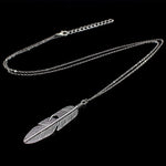 Simple Classic pendant Necklace Feather Necklace Long Sweater Chain Jewelry choker Necklace for Women, Gold, Silver