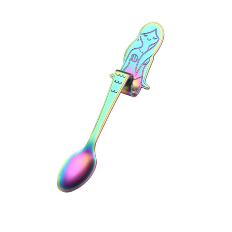 창의적인 커피 스푼 인어 모양 손잡이 스푼 식기 음료 도구, 블랙, 골드, 심포니, 로즈 골드, 진짜 색상
