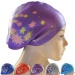 프린트 실리콘 수영 모자 방수 수영 모자 긴 머리용, 긴 머리 프린트 수영 모자(분홍), 긴 머리 수영 모자, 긴 머리 프린트 수영 모자(보라), 긴 머리 프린트 수영 모자(회색), 긴 머리 프린트 수영 모자(네이비 블루)