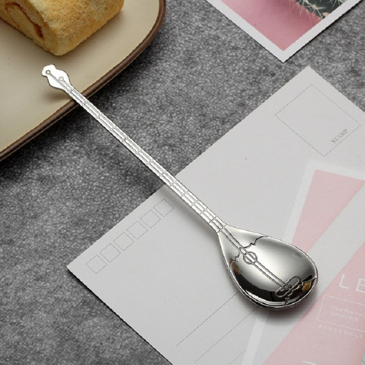 Stainless Steel Coffee Mixing Spoon Creative Musical Instrument Shape Spoon, Guitar Silver, Octagonal Silver, Lute Silver, Yueqin Silver, Guitar Titanium Gold, Octagonal Titanium Gold, Lute Titanium Gold, Yueqin Titanium Gold, Guitar Rose Gold