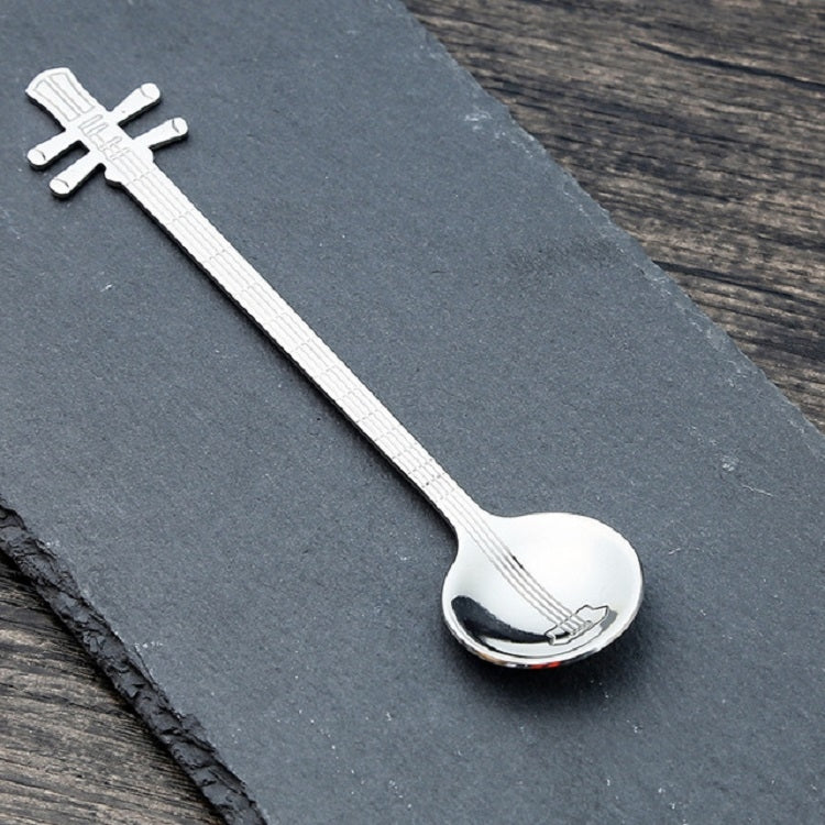 Stainless Steel Coffee Mixing Spoon Creative Musical Instrument Shape Spoon, Guitar Silver, Octagonal Silver, Lute Silver, Yueqin Silver, Guitar Titanium Gold, Octagonal Titanium Gold, Lute Titanium Gold, Yueqin Titanium Gold, Guitar Rose Gold