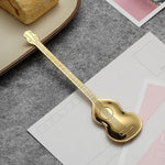 Stainless Steel Coffee Mixing Spoon Creative Musical Instrument Shape Spoon, Guitar Silver, Octagonal Silver, Lute Silver, Yueqin Silver, Guitar Titanium Gold, Octagonal Titanium Gold, Lute Titanium Gold, Yueqin Titanium Gold, Guitar Rose Gold