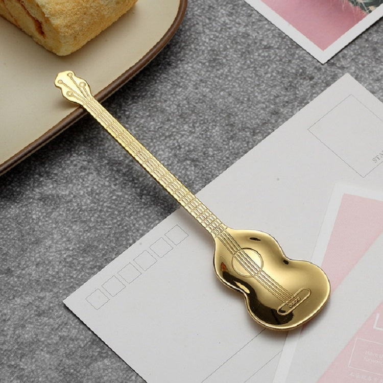 Stainless Steel Coffee Mixing Spoon Creative Musical Instrument Shape Spoon, Guitar Silver, Octagonal Silver, Lute Silver, Yueqin Silver, Guitar Titanium Gold, Octagonal Titanium Gold, Lute Titanium Gold, Yueqin Titanium Gold, Guitar Rose Gold