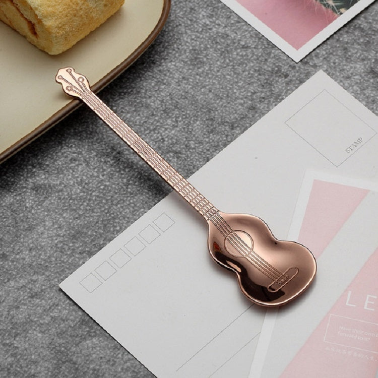 Stainless Steel Coffee Mixing Spoon Creative Musical Instrument Shape Spoon, Guitar Silver, Octagonal Silver, Lute Silver, Yueqin Silver, Guitar Titanium Gold, Octagonal Titanium Gold, Lute Titanium Gold, Yueqin Titanium Gold, Guitar Rose Gold