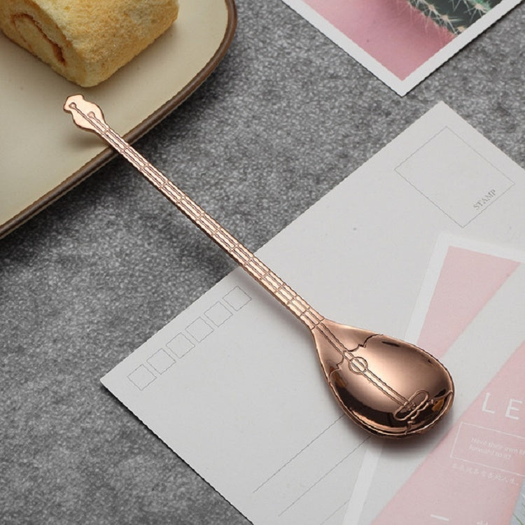 Stainless Steel Coffee Mixing Spoon Creative Musical Instrument Shape Spoon, Guitar Silver, Octagonal Silver, Lute Silver, Yueqin Silver, Guitar Titanium Gold, Octagonal Titanium Gold, Lute Titanium Gold, Yueqin Titanium Gold, Guitar Rose Gold