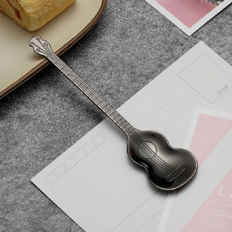 Stainless Steel Coffee Mixing Spoon Creative Musical Instrument Shape Spoon, Guitar Silver, Octagonal Silver, Lute Silver, Yueqin Silver, Guitar Titanium Gold, Octagonal Titanium Gold, Lute Titanium Gold, Yueqin Titanium Gold, Guitar Rose Gold